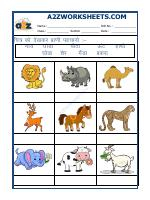Hindi Worksheet - Animal Names-01