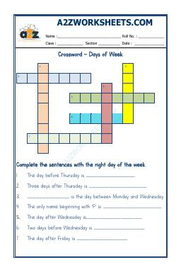 Cross Word - Days Of Week