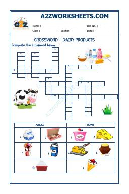 Crossword - Dairy Products