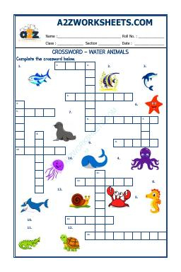 Crossword -Water Animals