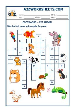 Crossword -Pet Animals