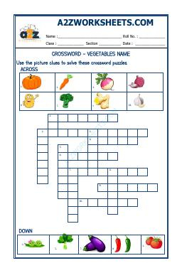 Crossword -Vegetable Names