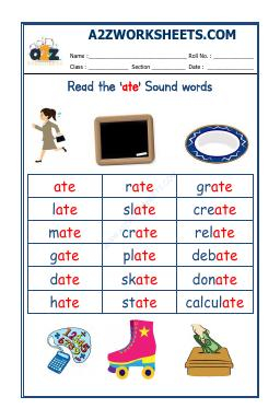 English Phonics Sounds - 'Ate' Sound Words