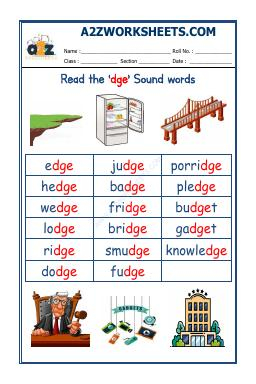 English Phonics Sounds - 'Dge' Sound Words