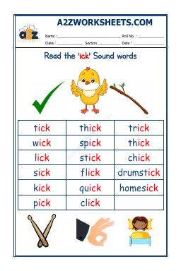 English Phonics Sounds - 'Ick' Sound Words