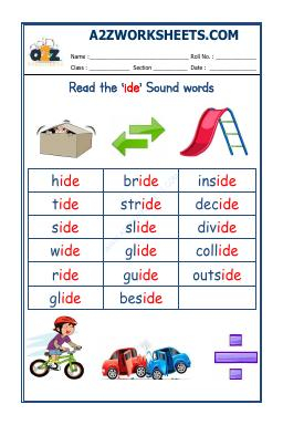 English Phonics Sounds - 'Ide' Sound Words