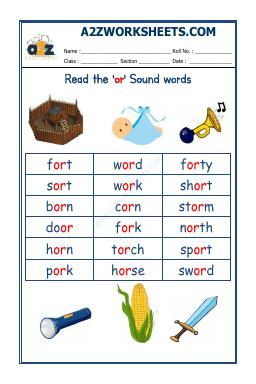 English Phonics Sounds - 'Or' Sound Words