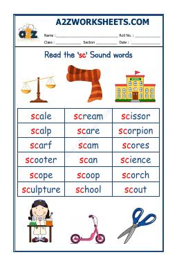 English Phonics Sounds - 'Sc' Sound Words