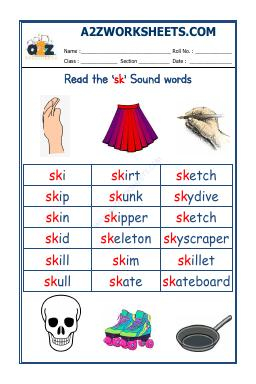 English Phonics Sounds - 'Sk' Sound Words