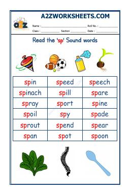 English Phonics Sounds - 'Sp' Sound Words