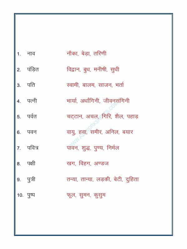 Hindi Grammar- Paryayvachi Shabd-03 (पर्यायवाची शब्द)