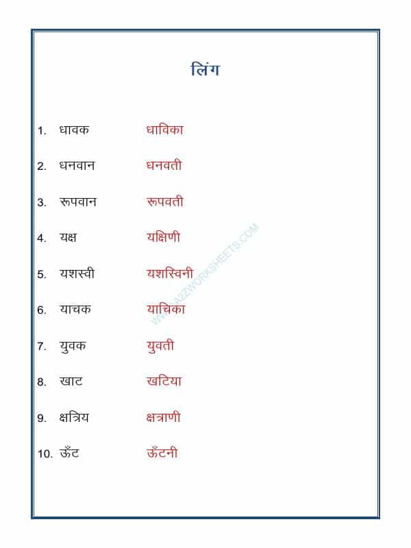 Hindi Grammar- Ling Badlo (Gender)