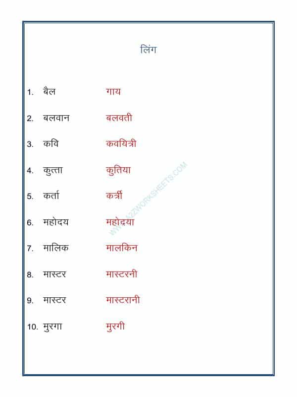Hindi Grammar- Ling Badlo (Gender)-03