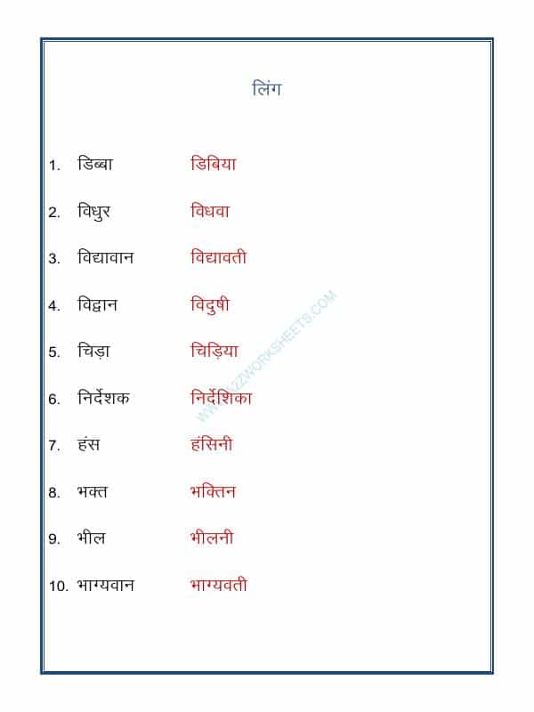 Hindi Grammar- Ling Badlo (Gender)-05