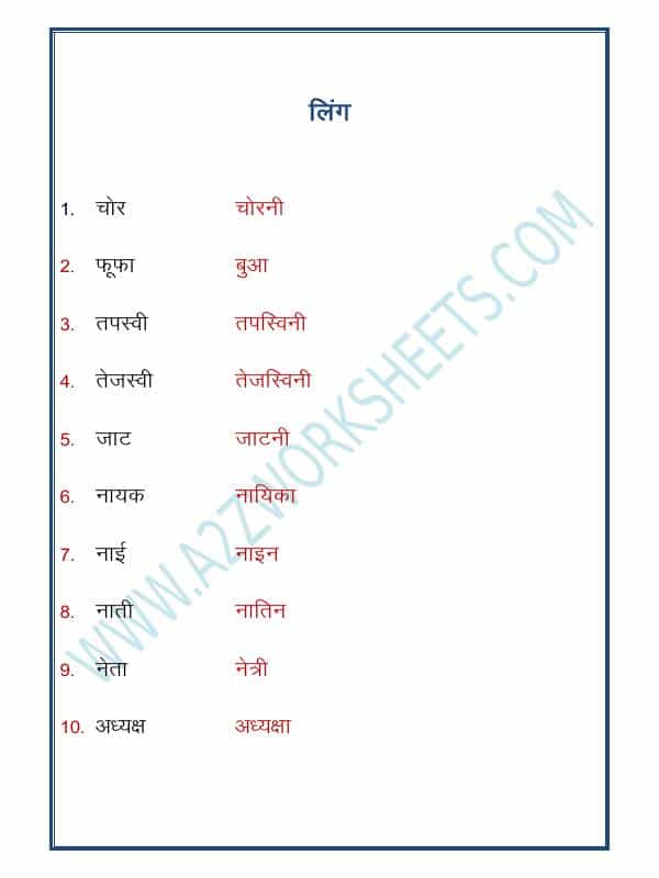 Hindi Grammar- Ling Badlo (Gender)-10