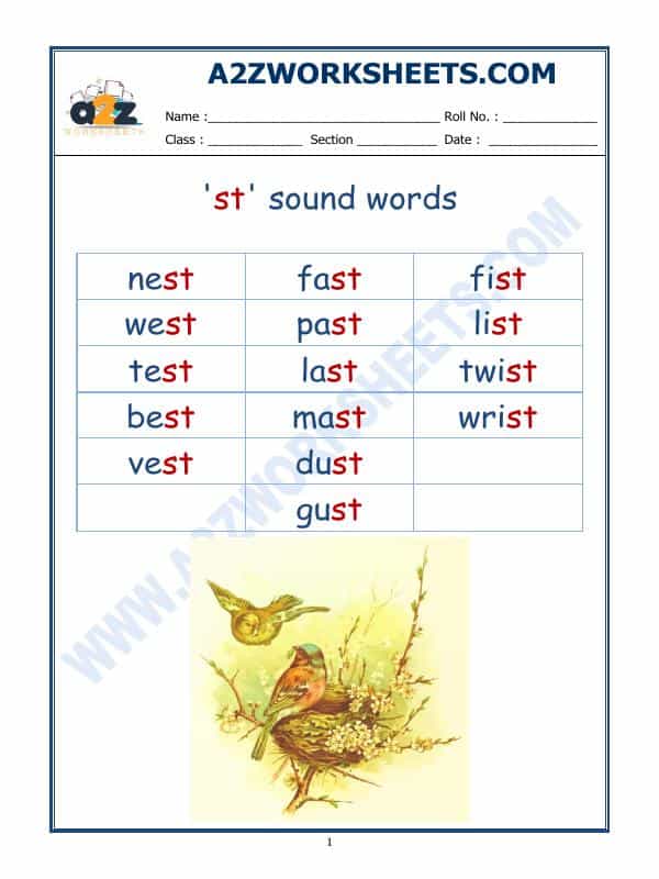 English Phonics Sounds - 'St' Sound Words