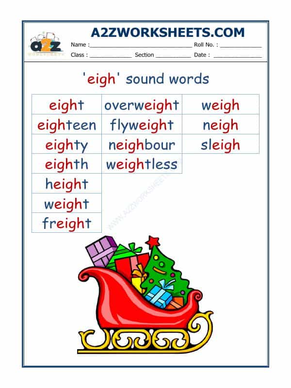 English Phonics Sounds - 'Eigh' Sound Words