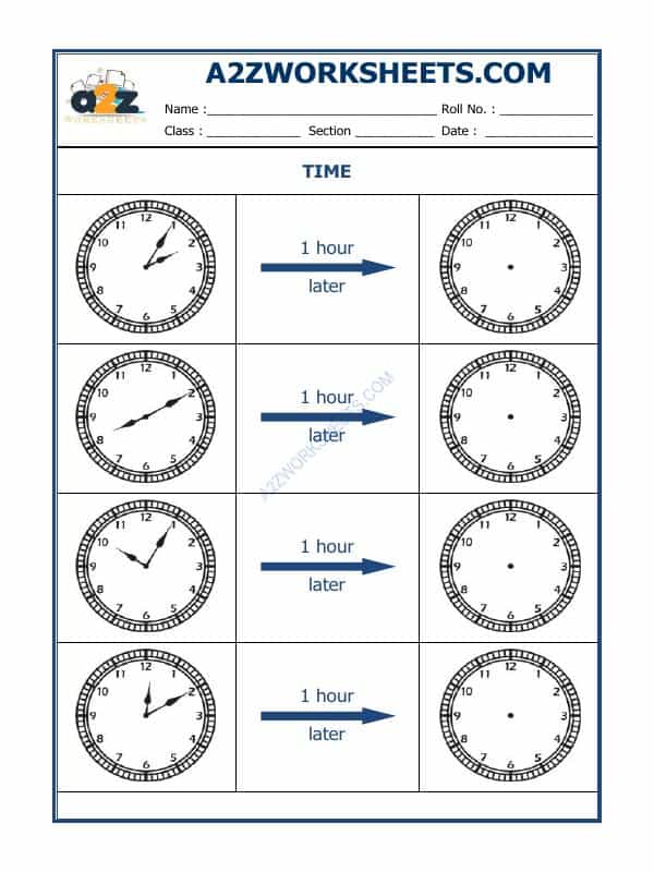 Telling Time - 1 Hour Interval (Draw The Clock)