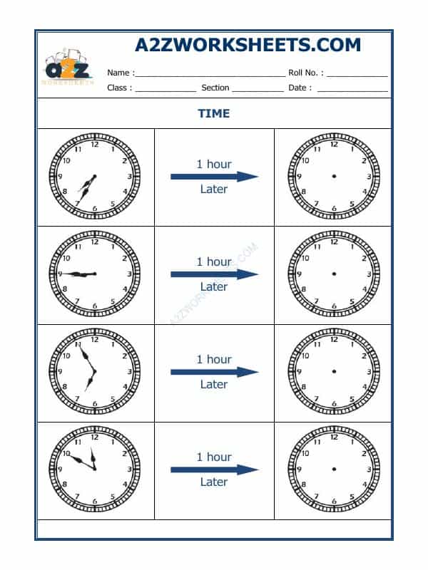 Telling Time - 1 Hour Interval (Draw The Clock) - 08