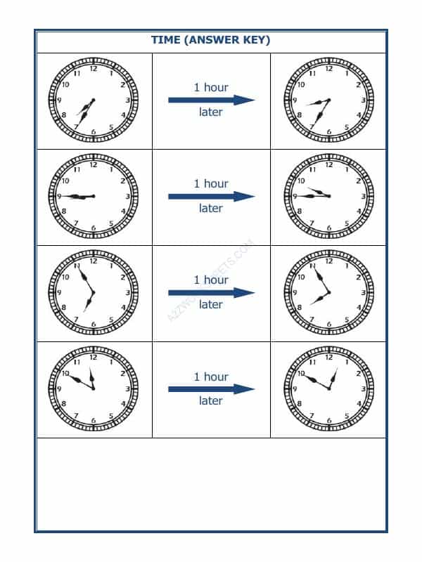 Telling Time - 1 Hour Interval (Draw The Clock) - 08