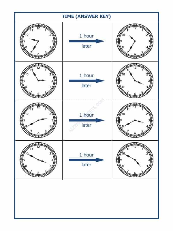 Telling Time - 1 Hour Interval (Draw The Clock) - 09