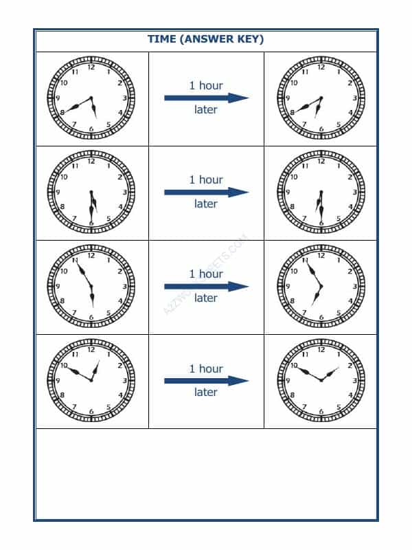 Telling Time - 1 Hour Interval (Draw The Clock) - 10