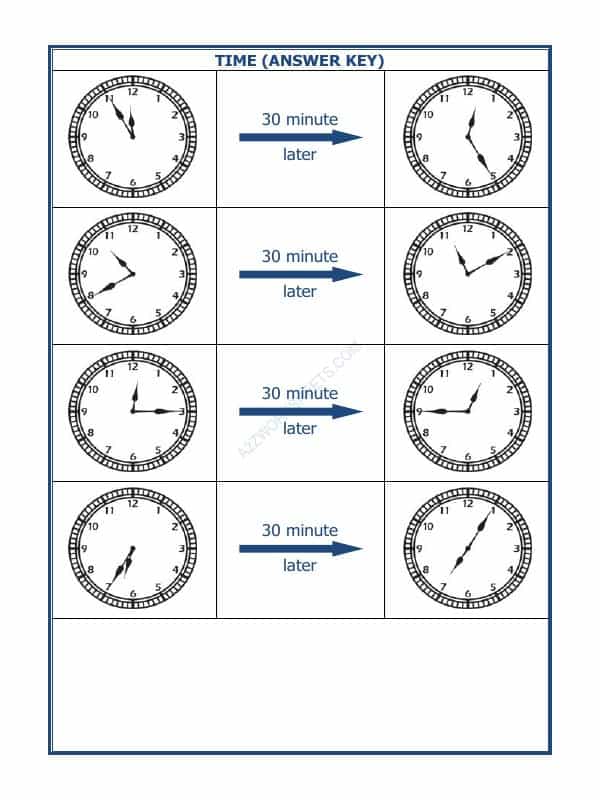Telling Time - 30 Minutes Interval (Draw The Clock) - 18