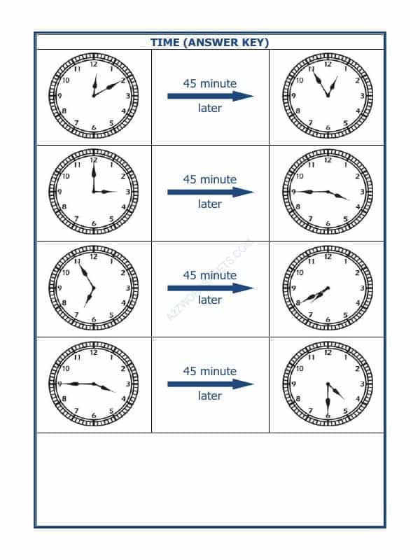 Telling Time - 45 Minutes Interval (Draw The Clock) - 33