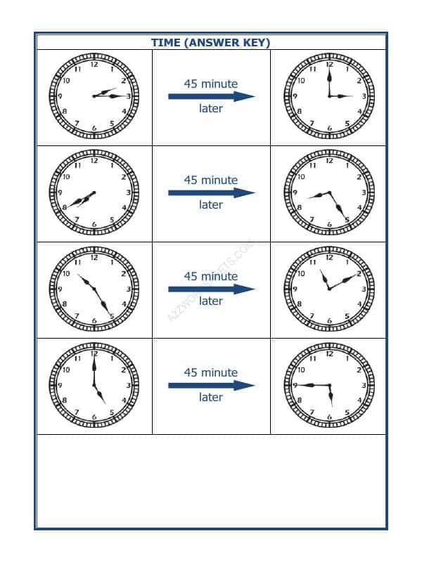 Telling Time - 45 Minutes Interval (Draw The Clock) - 35