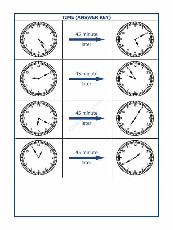 Telling Time - 45 Minutes Interval (Draw The Clock) - 38