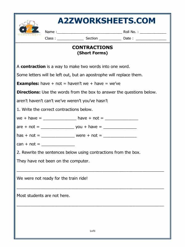 Contractions (Short Forms)