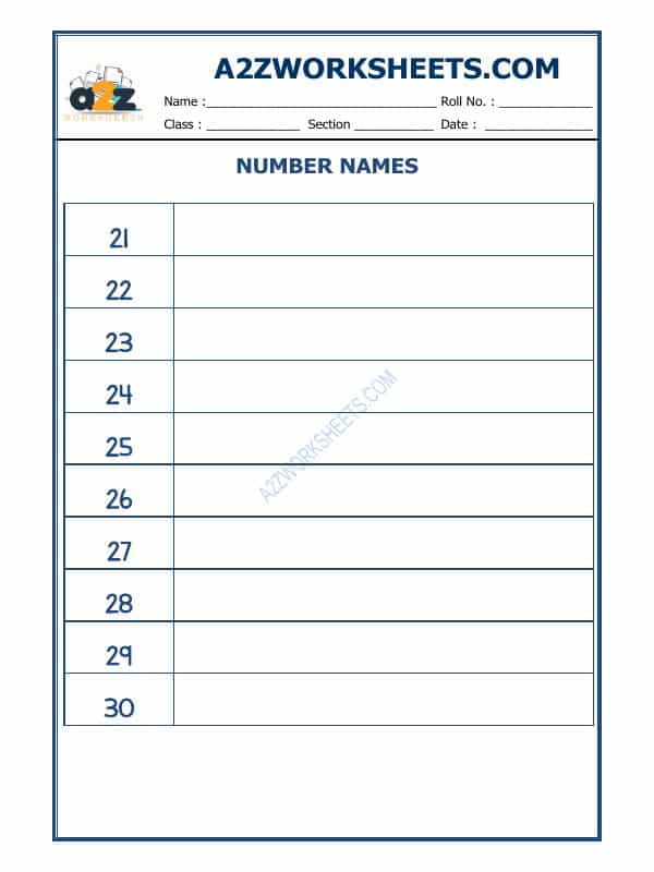 Number Names - 31