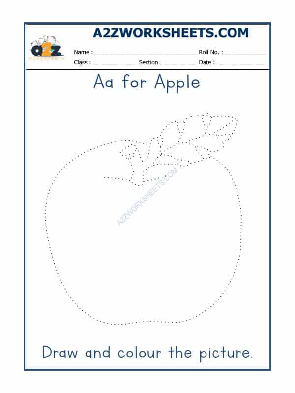 A For Apple Colouring Sheets