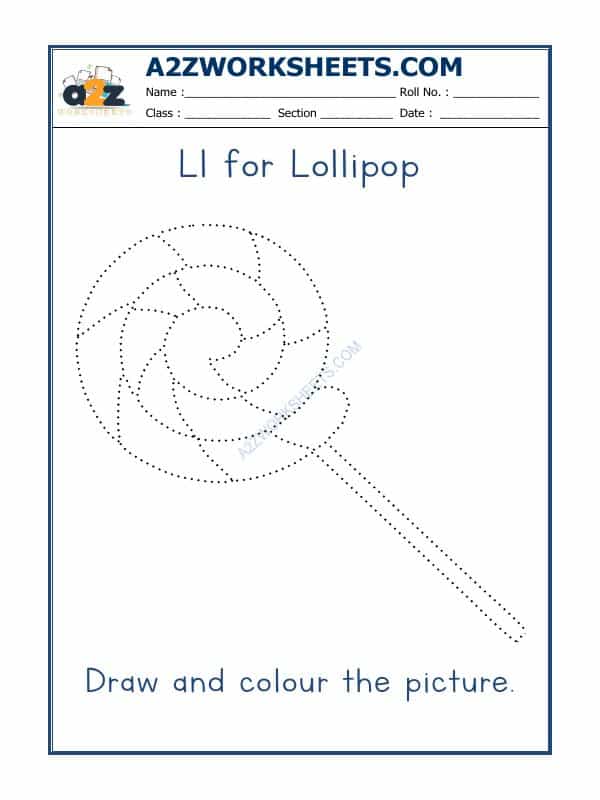 L For Lollipop Colouring Sheets