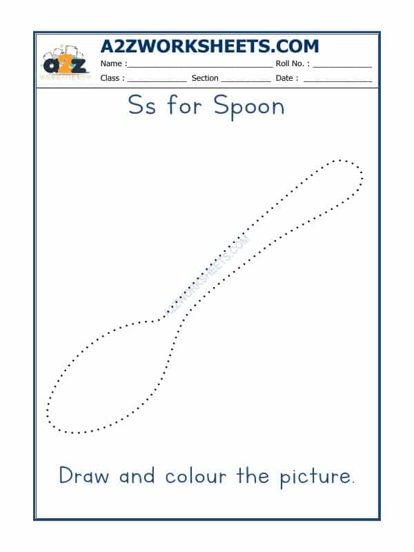 S For Spoon Colouring Sheets