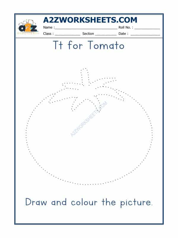 T For Tomato Colouring Sheets