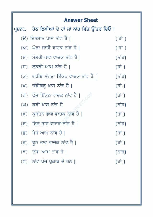 Punjabi Grammar Naav-10