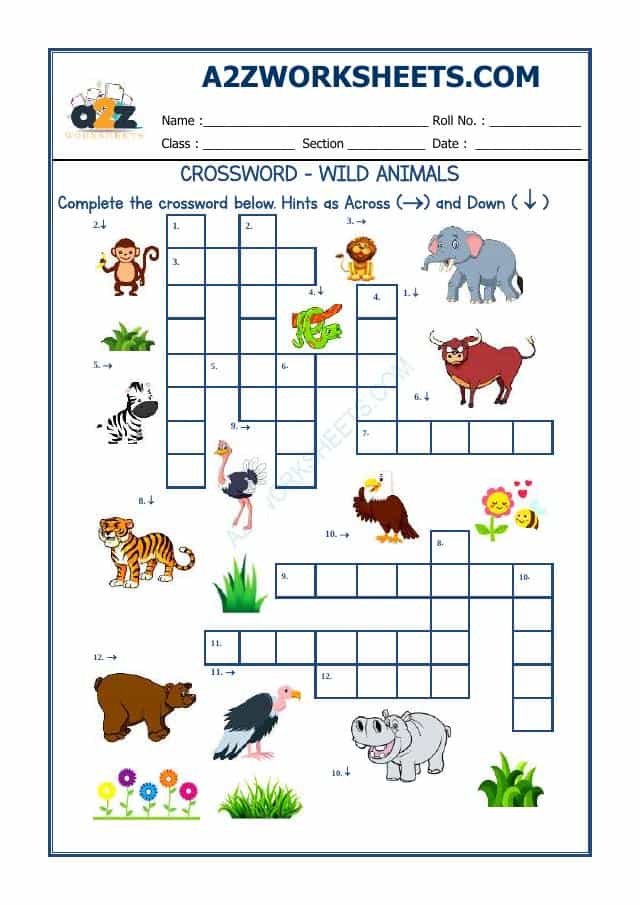 Cross Word -Wild Animals