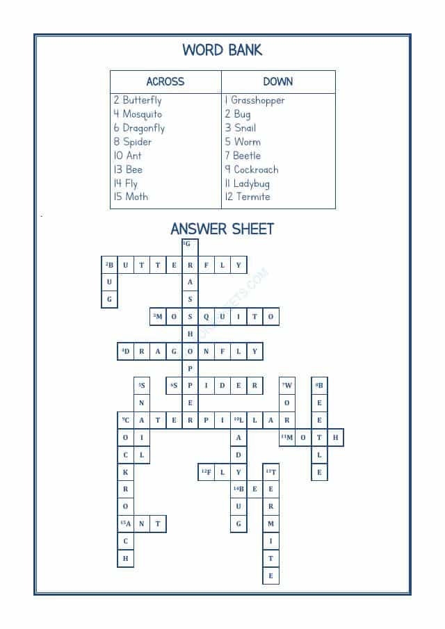 Crossword-Insects Name