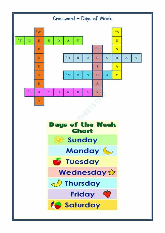 Cross Word - Days Of Week