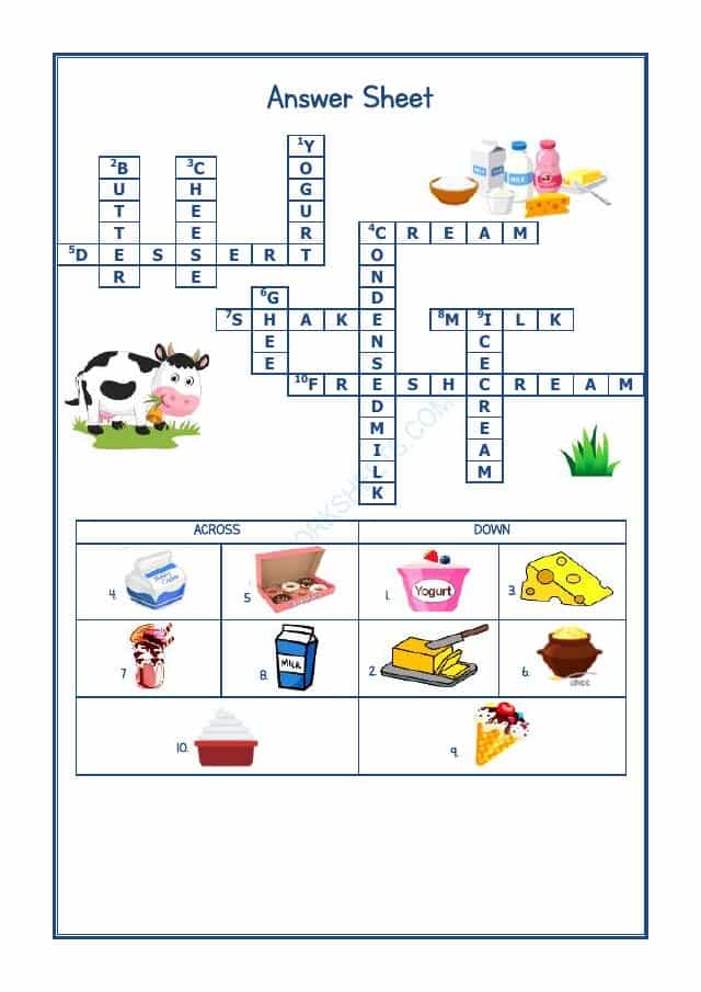 Crossword - Dairy Products