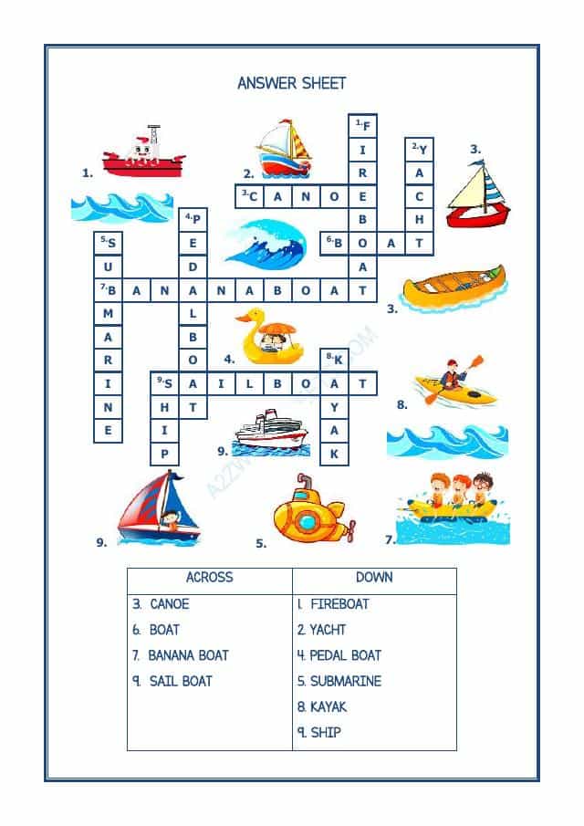 Crossword - Water Transport