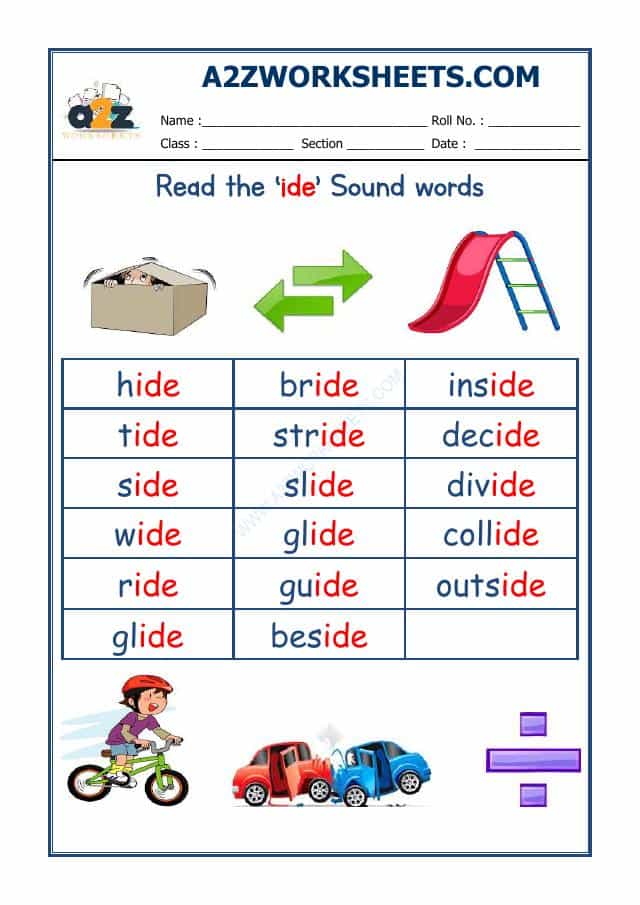 English Phonics Sounds - 'Ide' Sound Words