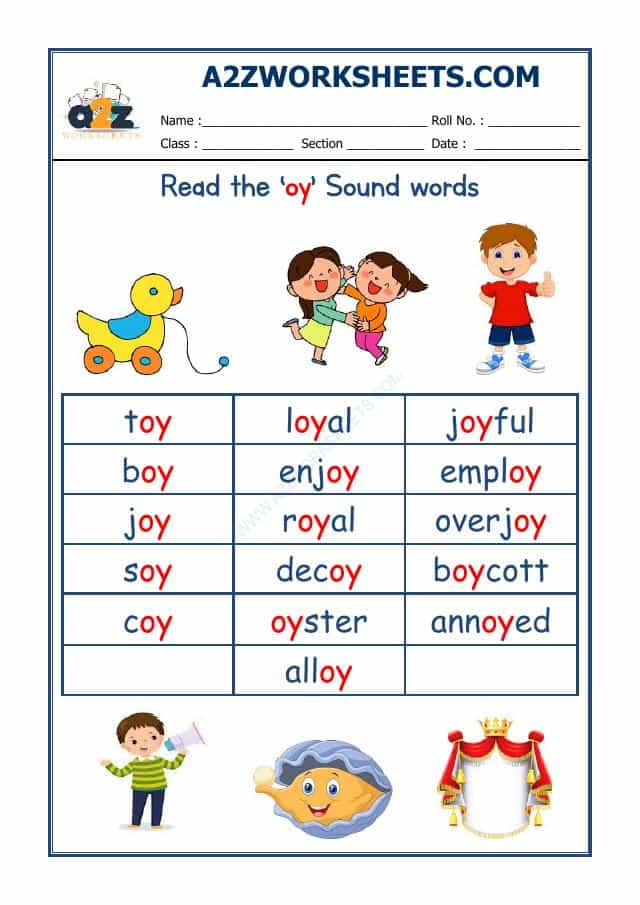 English Phonics Sounds - 'Oy' Sound Words