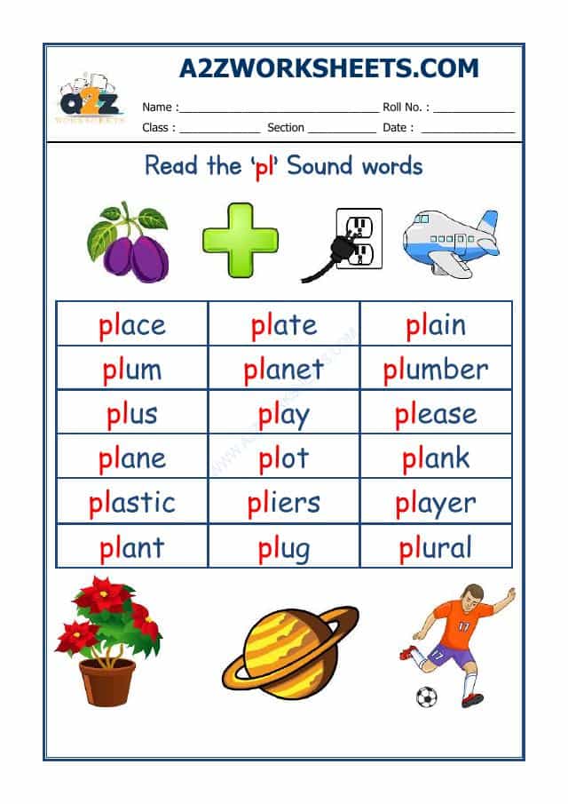 English Phonics Sounds - 'Pl' Sound Words