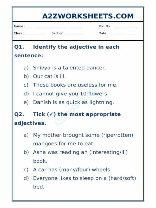 Class-Iii-English Adjectives Worksheet-09