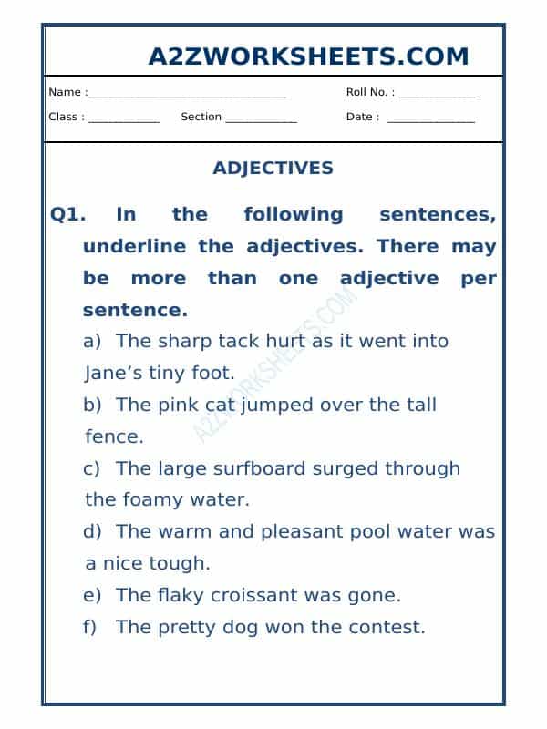 Class-Iii-English Adjectives Worksheet-10
