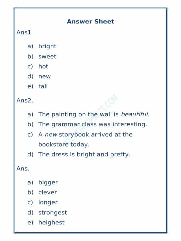 Class-Iii-English Adjectives Worksheet-11