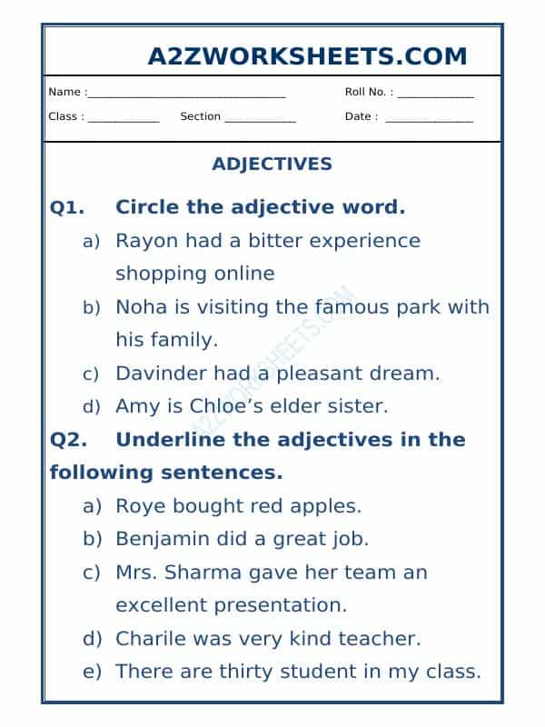 Class-Iv-English Adjectives Worksheet-08