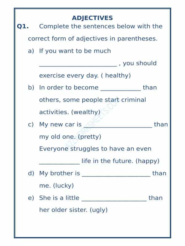 Class-Iv-English Adjectives Worksheet-12